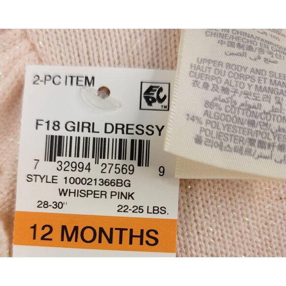 First Impressions Baby Girl Dress Leggings Set 12 Months Whisper Pink - Picture 4 of 6